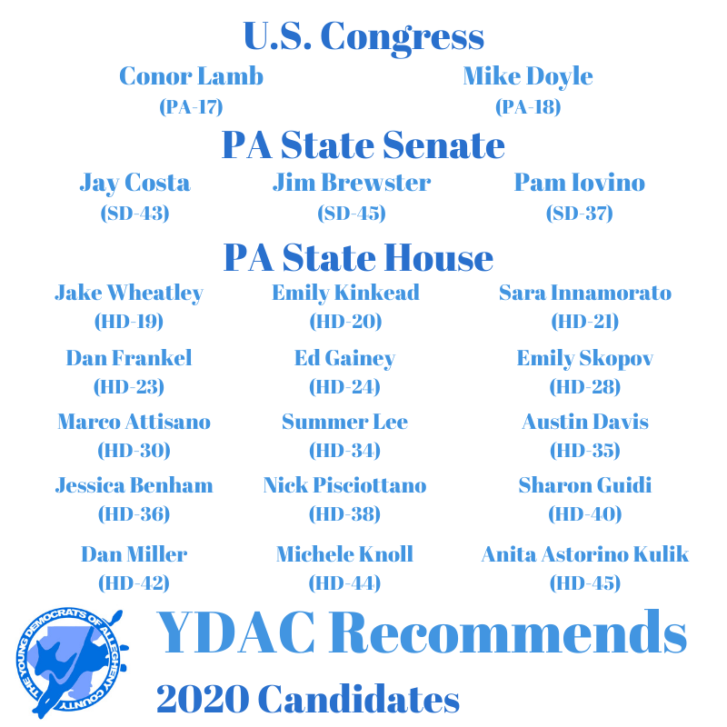Young Democrats of Allegheny County 2020 Endorsement